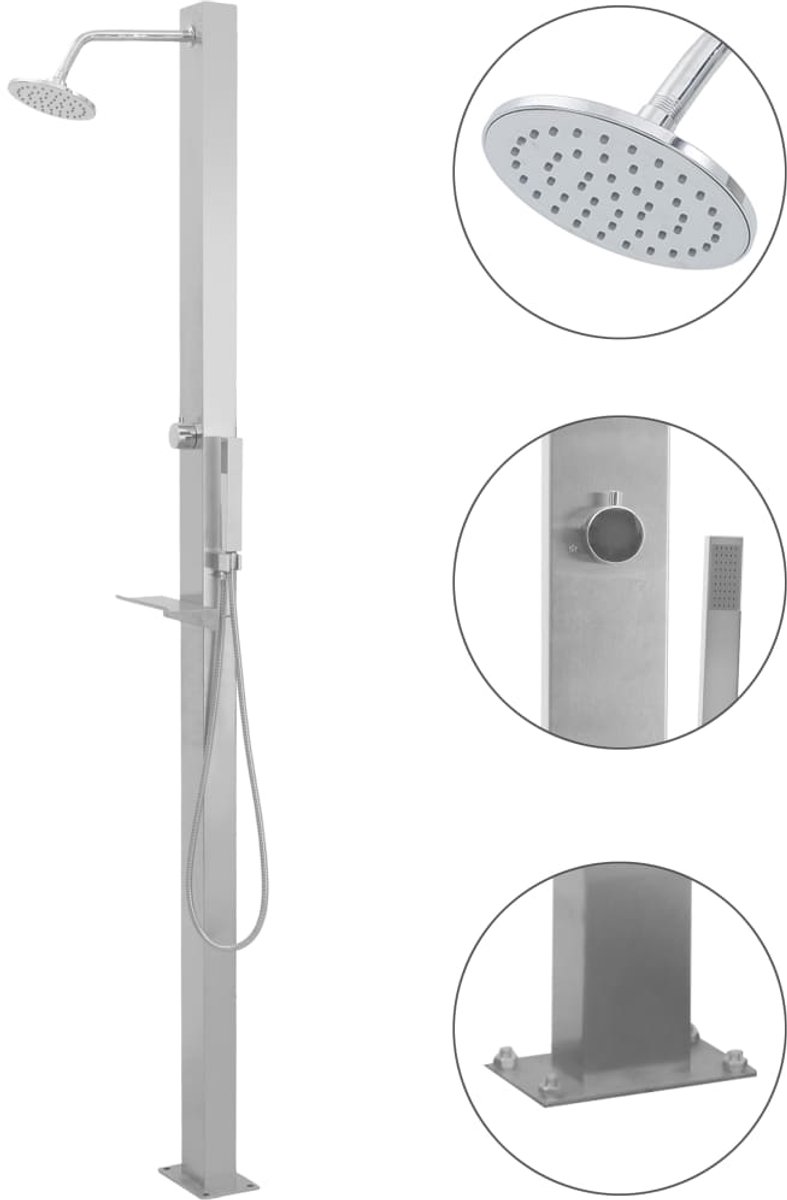 LuxeLivin - Buitendouche recht roestvrij staal